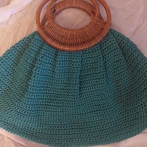Neiman Marcus Wicker Crocheted Handbag Purse
